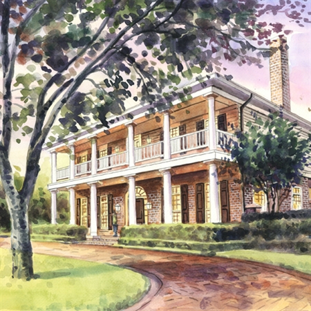 Hand Painted Watercolor of A House with Landscape from A Photo - myDaVinci